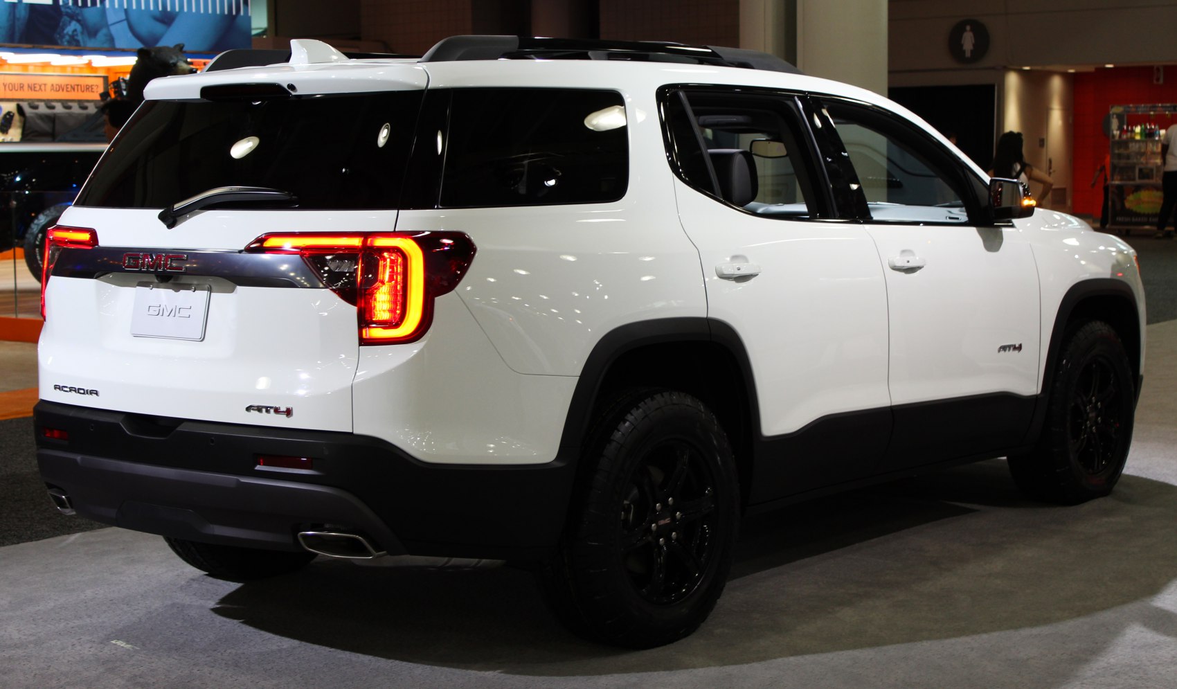 Rear view of SUV with LED tail lights and black trim details