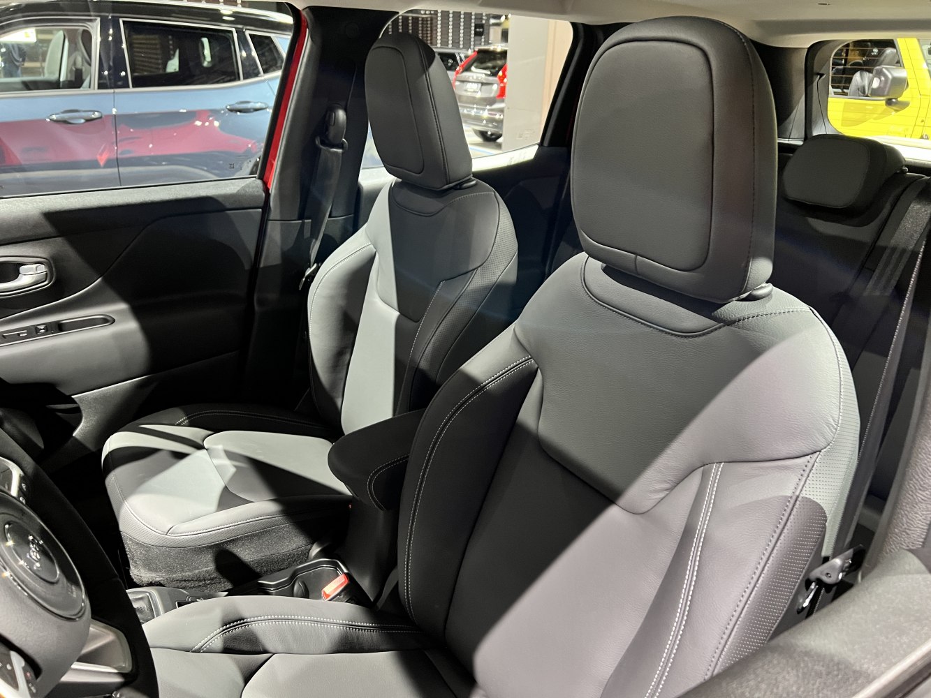 Premium leather front seats in modern car interior
