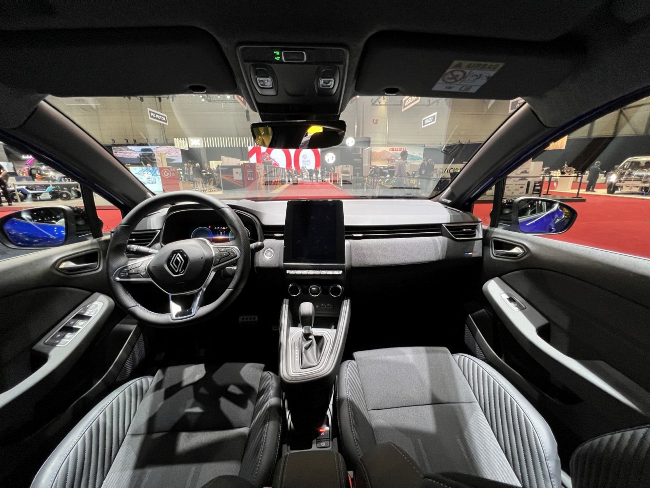 Interior view of modern dashboard with digital display and central touchscreen