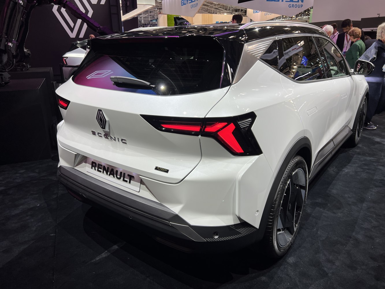Futuristic rear design with bold angular taillights and innovative electric SUV styling.