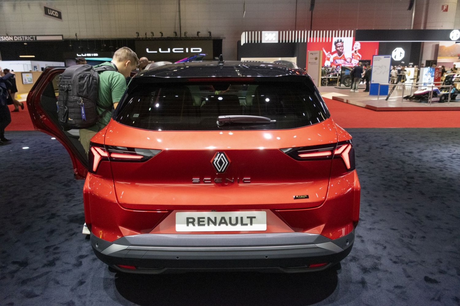 Distinctive LED tail lights and hatchback rear view