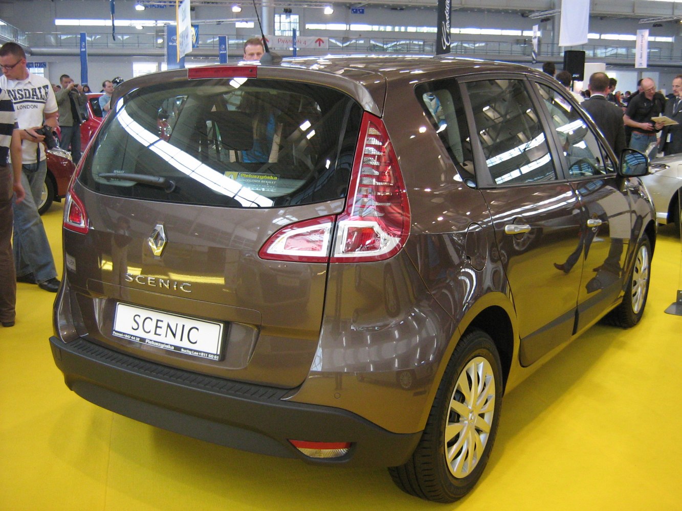 Rear hatchback view with vertical taillights and tinted rear window
