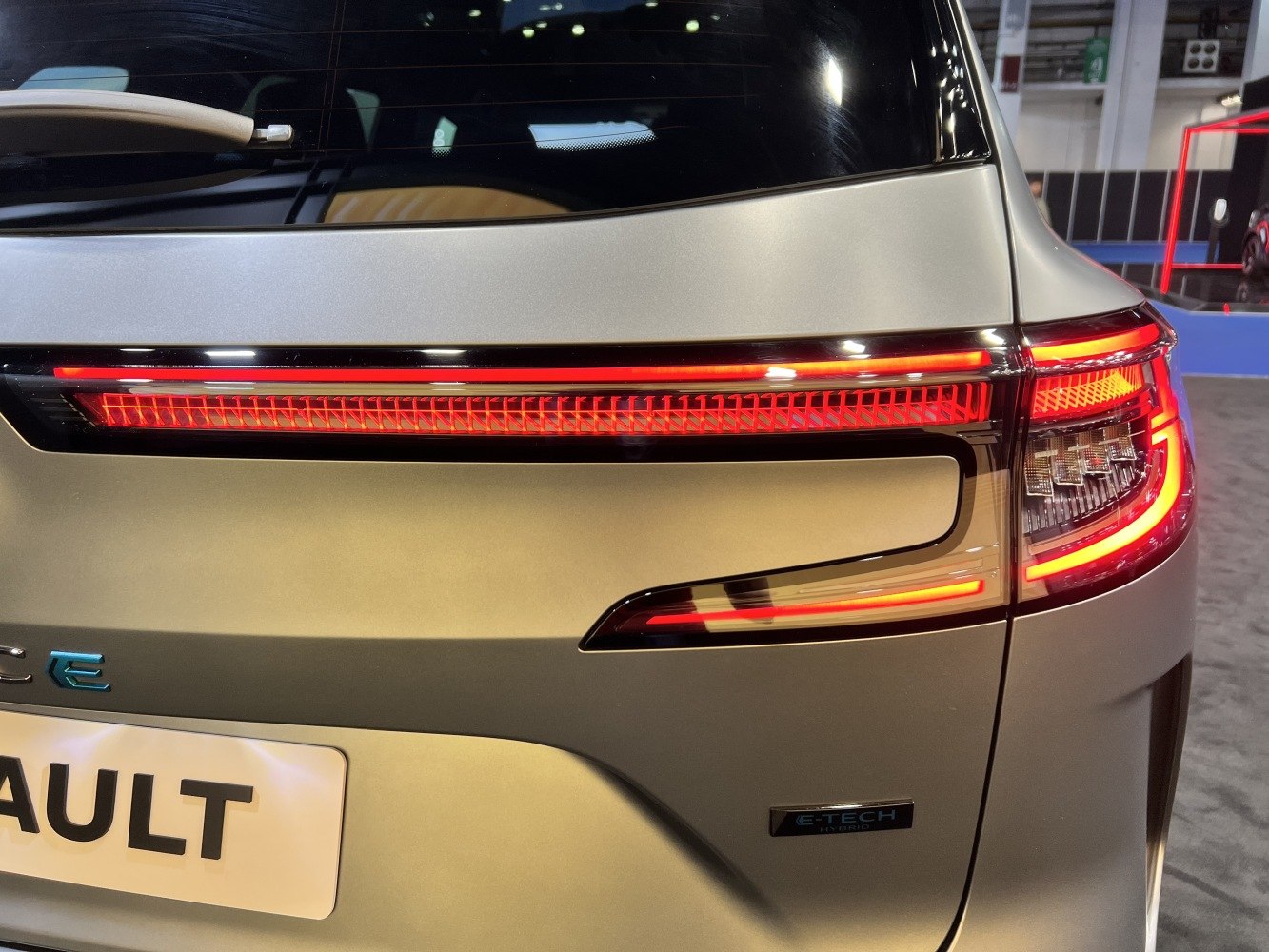 LED rear tail light and E-TECH Hybrid badge on car rear