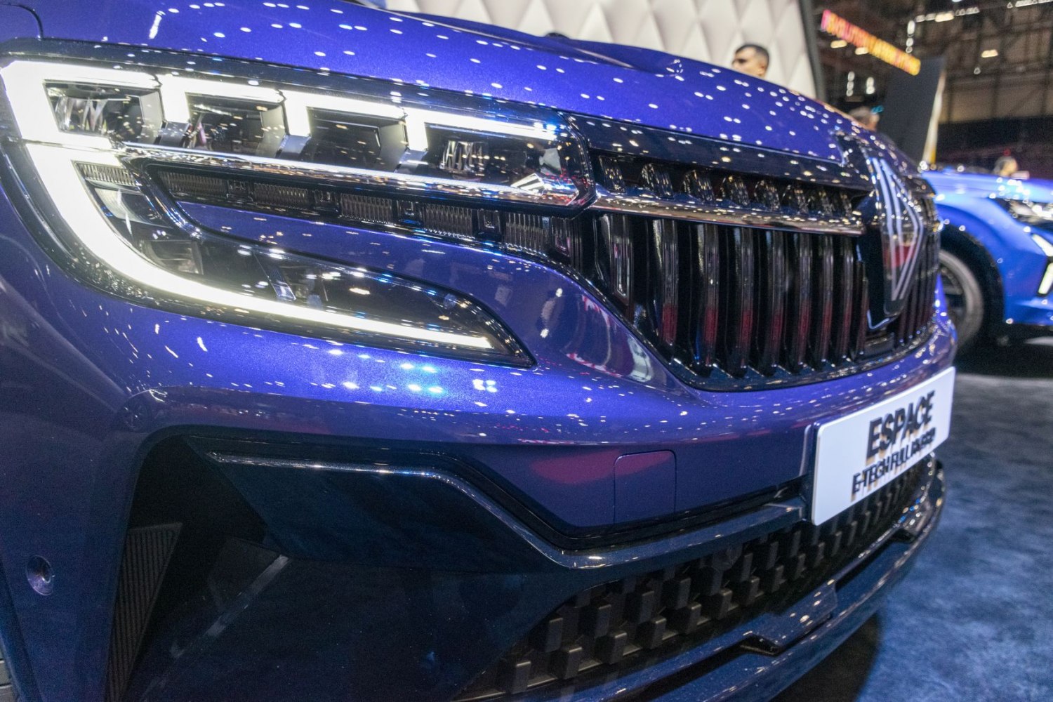 Close-up of front grille and LED headlight design
