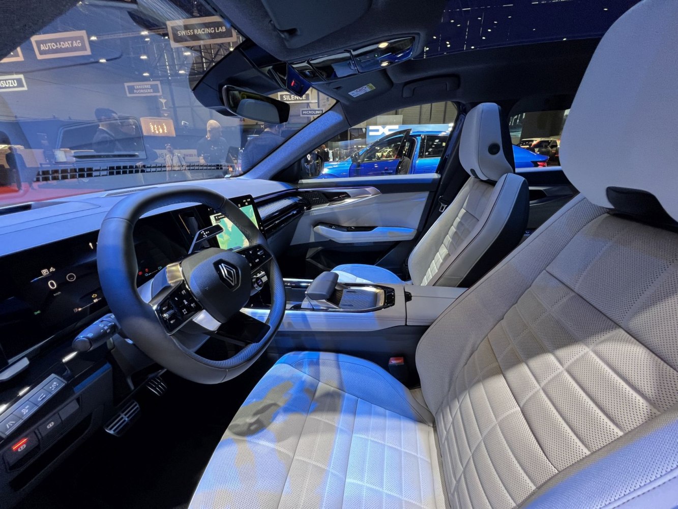 Modern SUV interior with digital dashboard and premium leather seats