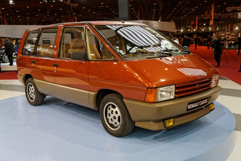Vintage angular design classic MPV minivan front side view