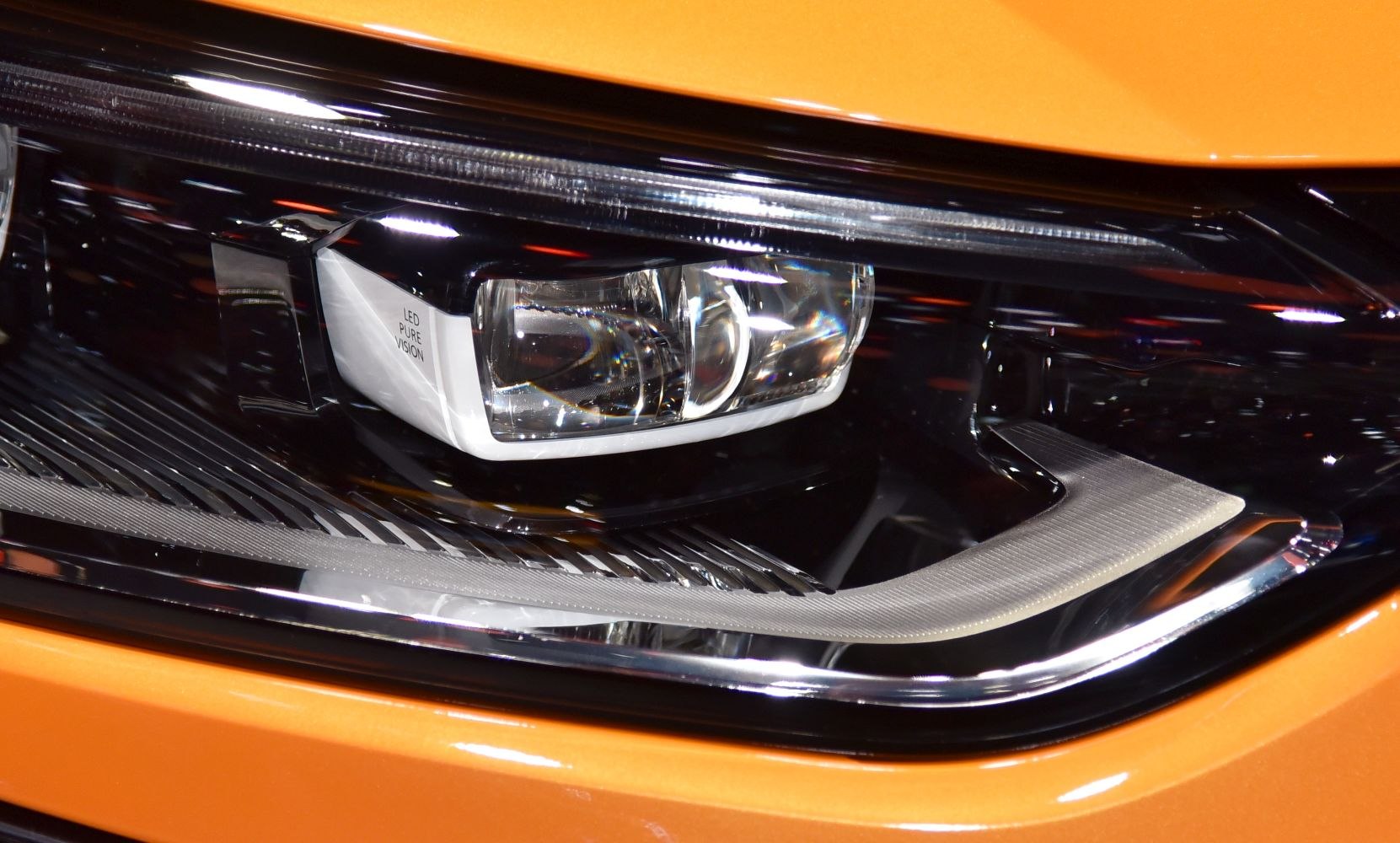 LED Pure Vision headlight close-up with detailed lighting elements