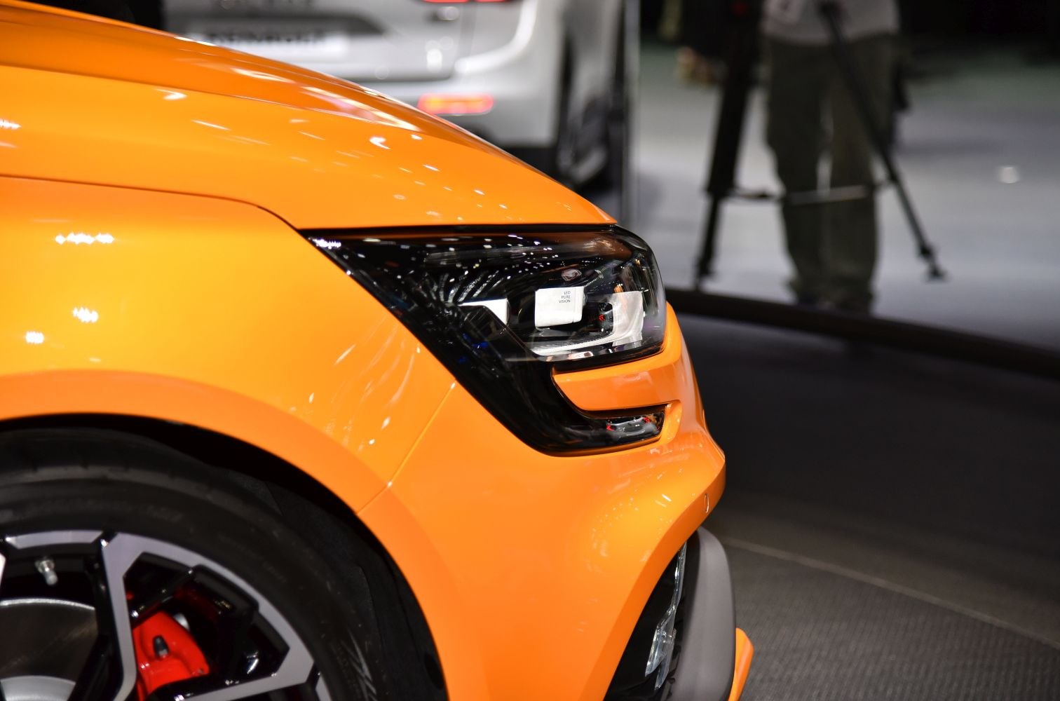 Close-up of Renault Megane IV LED headlight and wheel detail