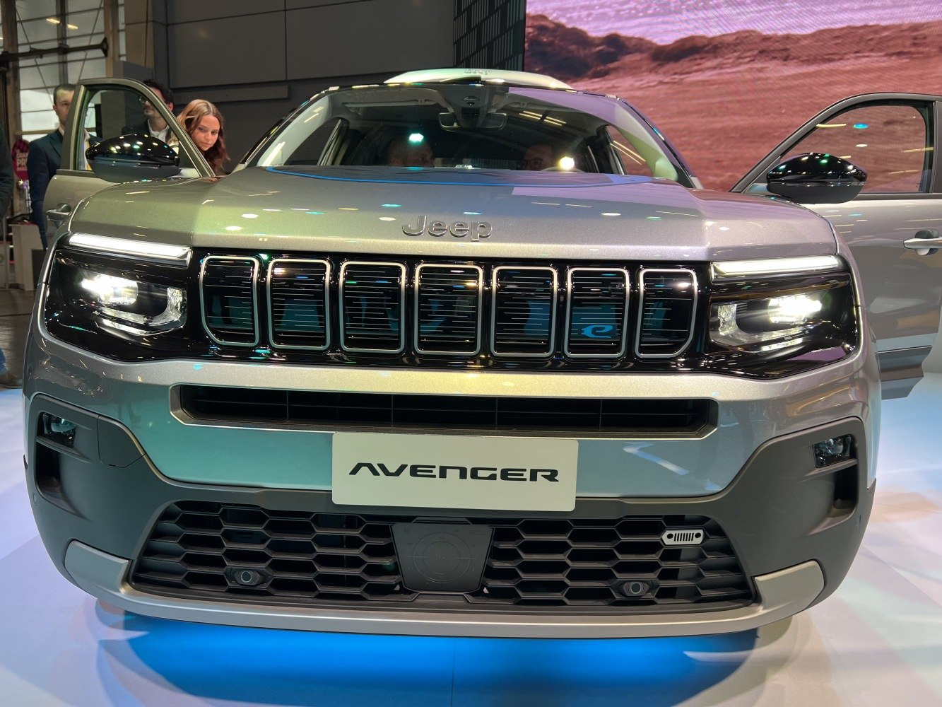 Front grille and LED headlights of a modern SUV
