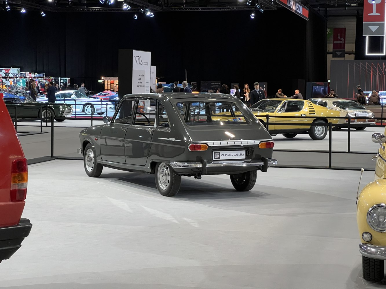 Classic vintage hatchback rear in exhibition setting