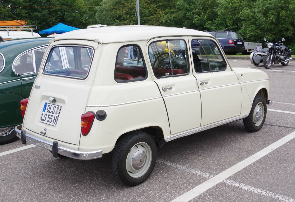 Vintage classic hatchback rear and side profile with chrome bumper and rounded taillights