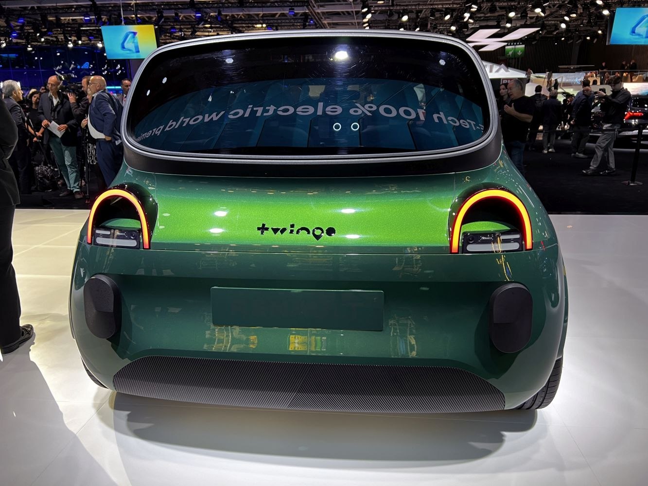 Rear view with unique LED taillights and smooth hatchback design