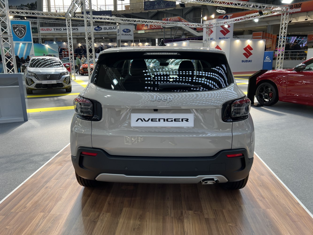 Rear view of compact SUV with distinctive tail lights and bumper design