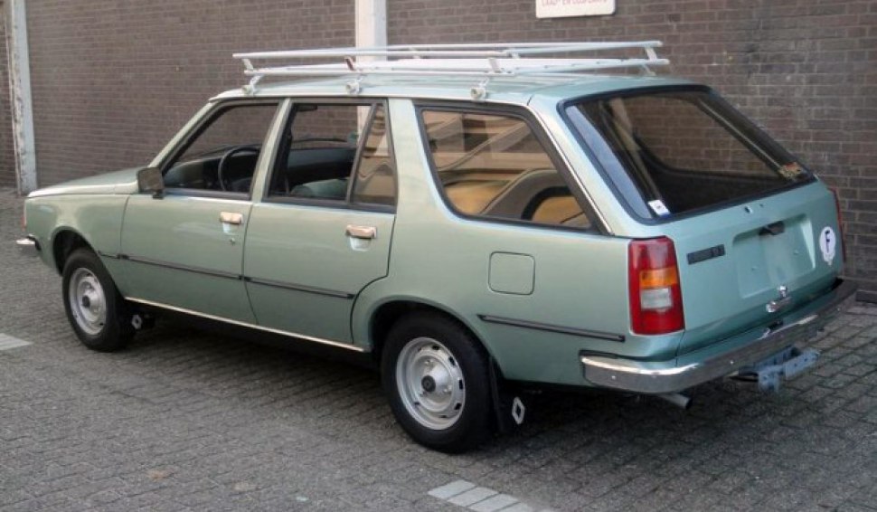 Classic station wagon with roof rack and chrome bumpers