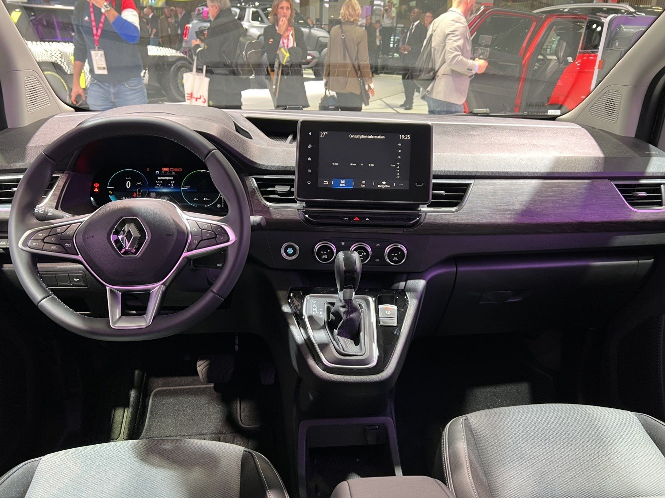 Digital dashboard and infotainment screen with modern steering wheel controls