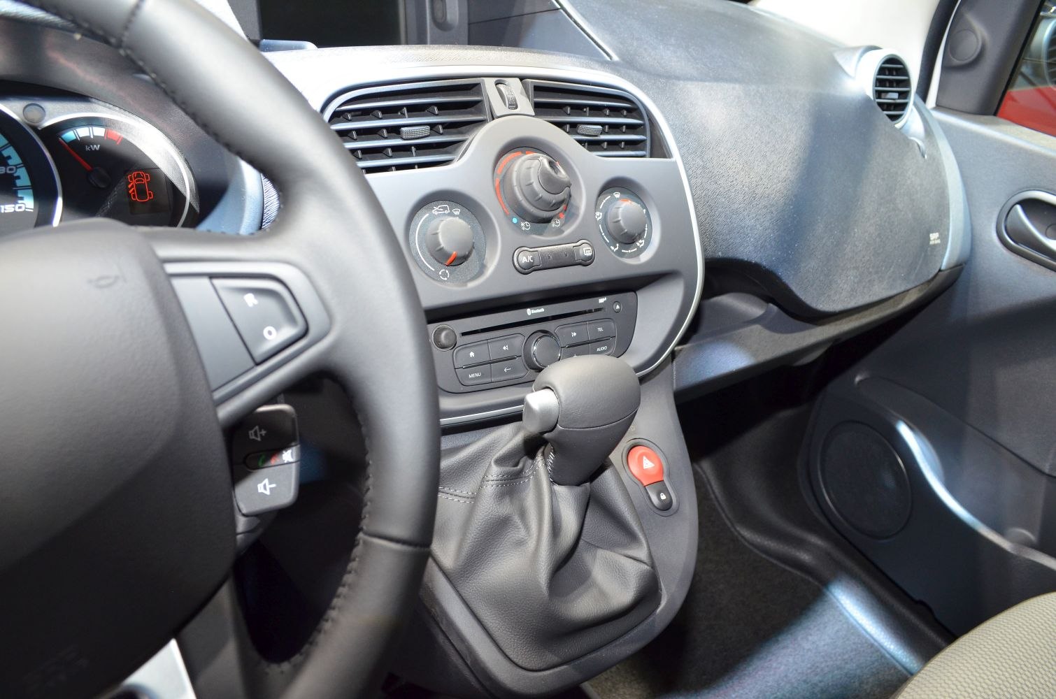 Dashboard with gear shift and climate controls interior