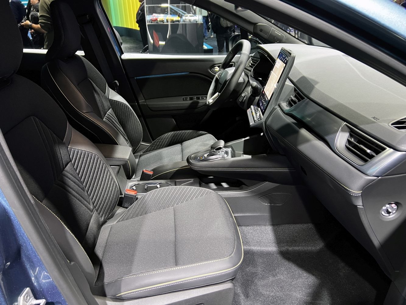Modern digital dashboard and comfortable front seats with touchscreen display