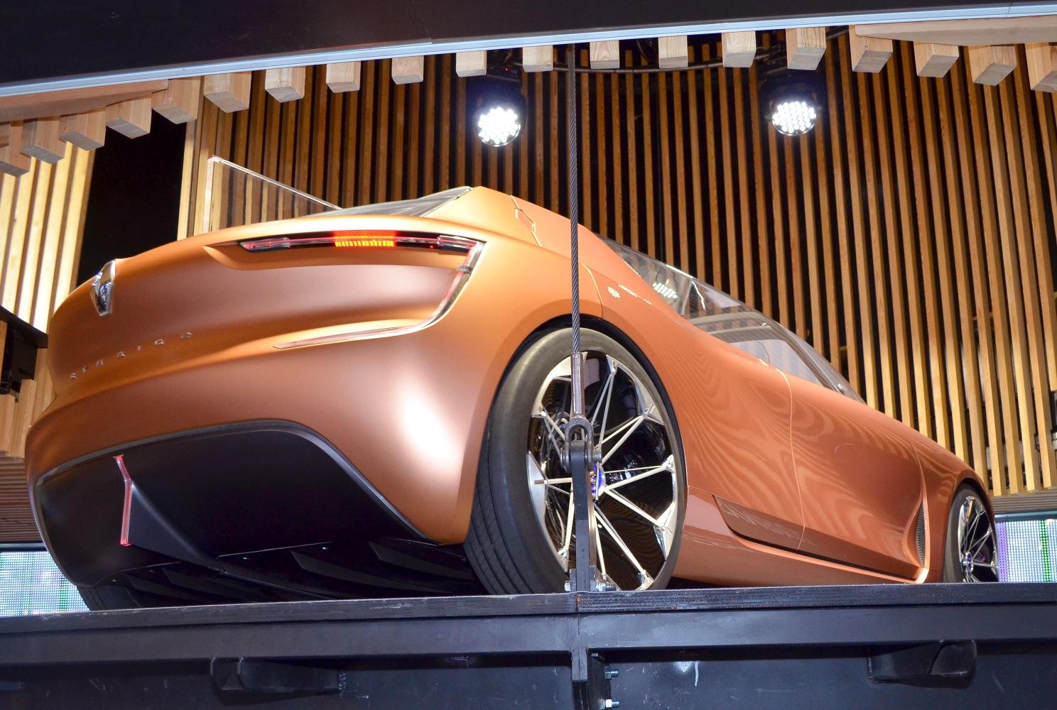 Futuristic rear view with distinctive wheel design