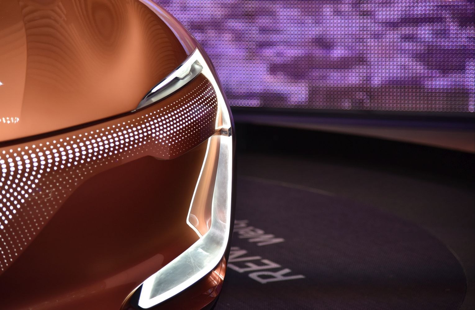 Futuristic front LED light design with illuminated dots and sleek curves