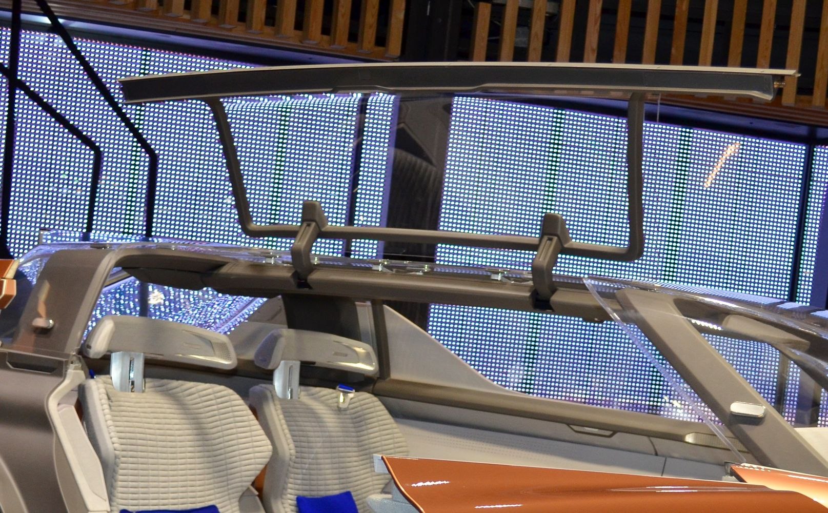 Transparent roof with modern futuristic car seats