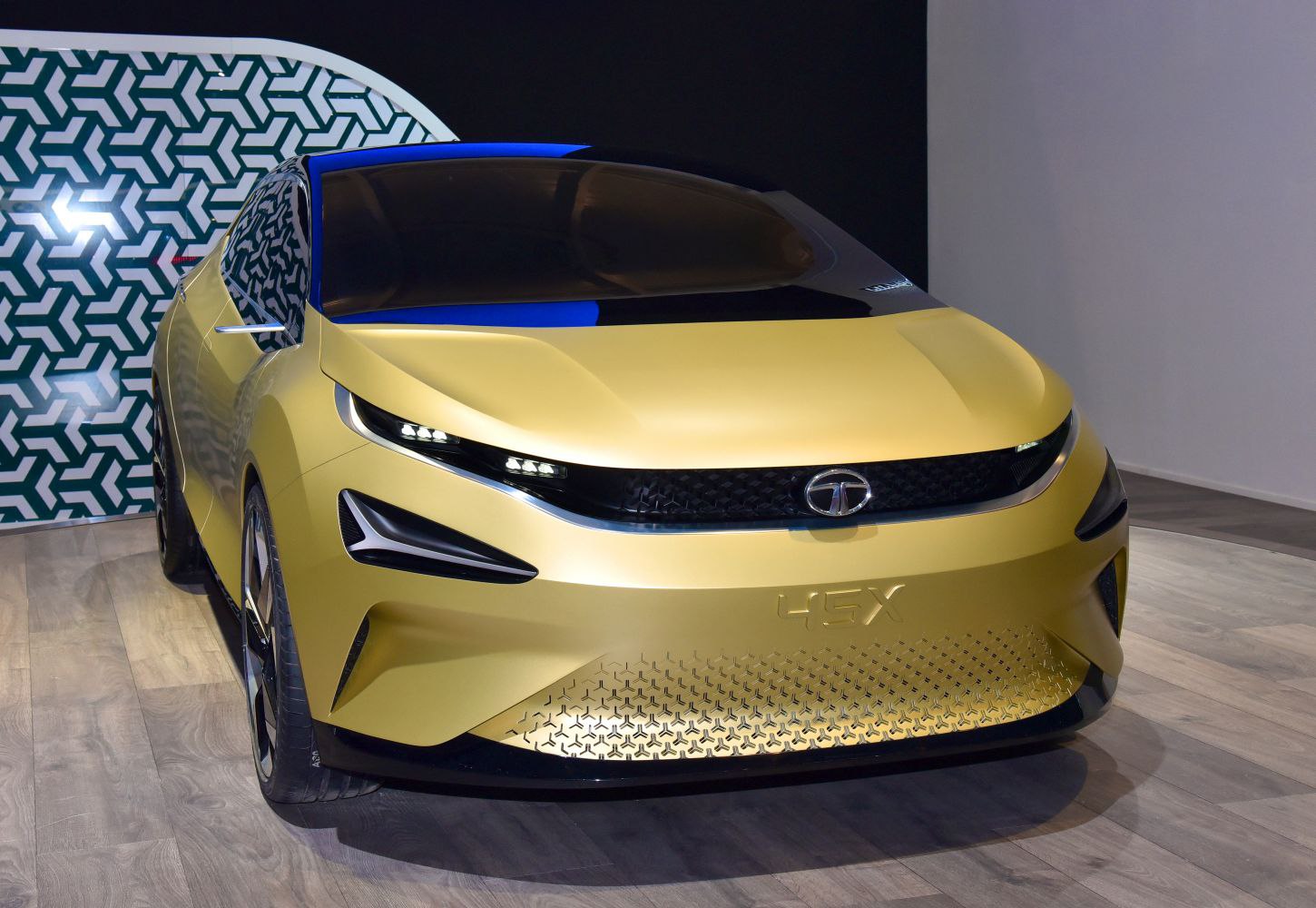 Front view showcasing sleek LED headlights and aerodynamic design.