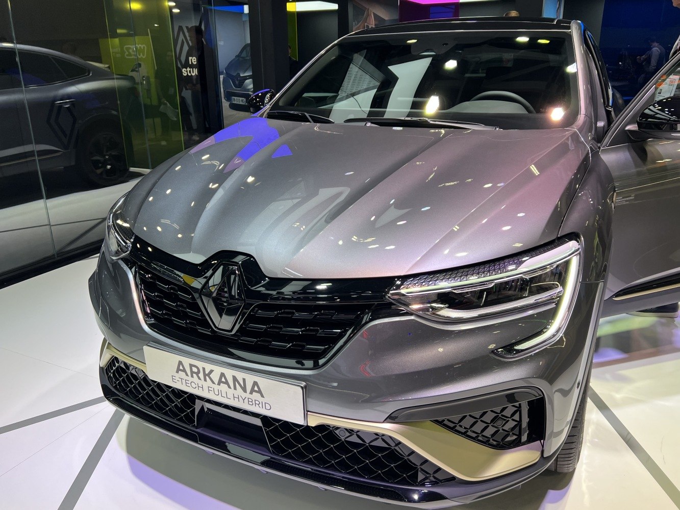 Front view with grille and LED headlights of hybrid SUV