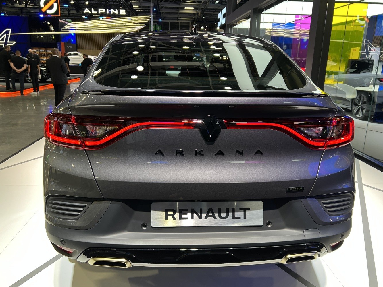 Rear view with LED tail lights and dual exhaust outlets