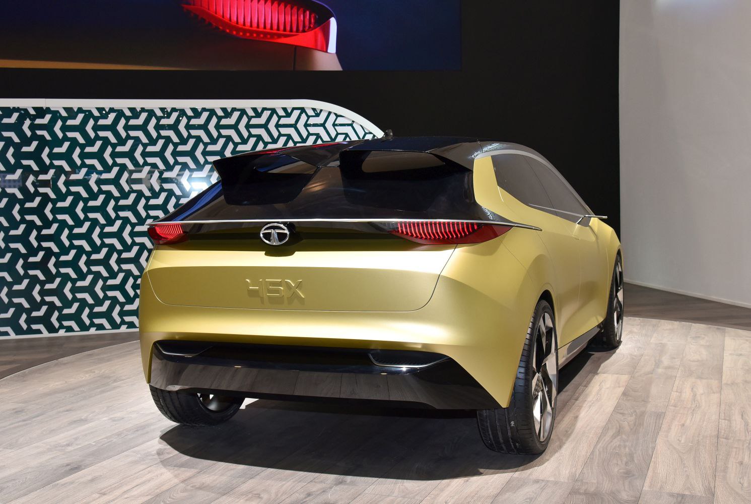 Rear view of hatchback with sharp LED taillights and integrated rear spoiler