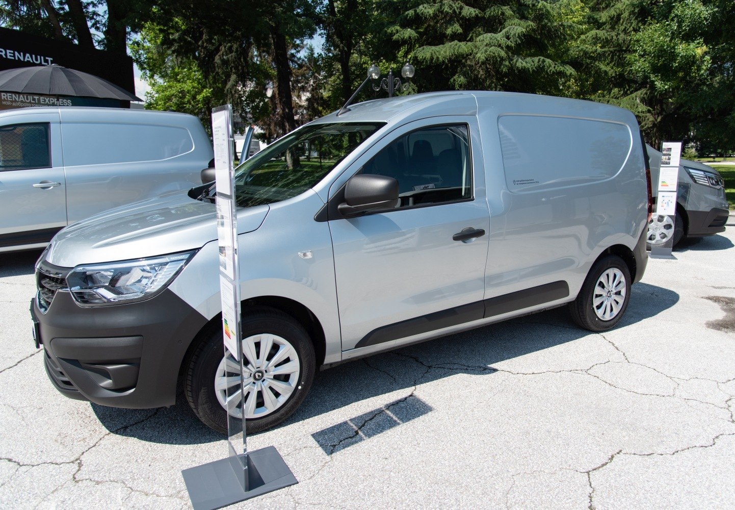 Silver compact commercial delivery van with modern design