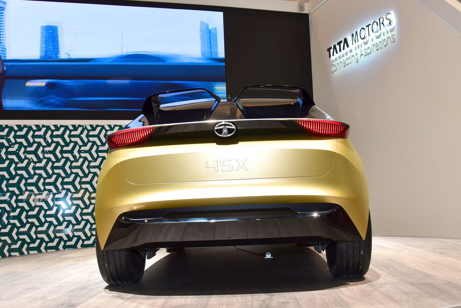 Rear view with LED tail lights and black rear diffuser