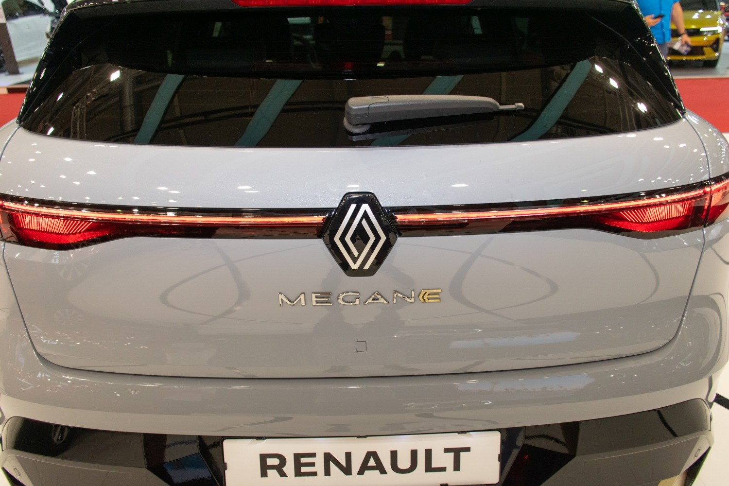 Rear tail light strip and hatchback rear view with windshield wiper