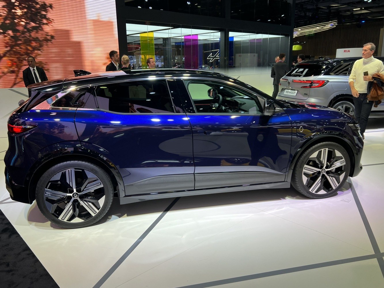 Sleek side profile with modern alloy wheels of electric vehicle