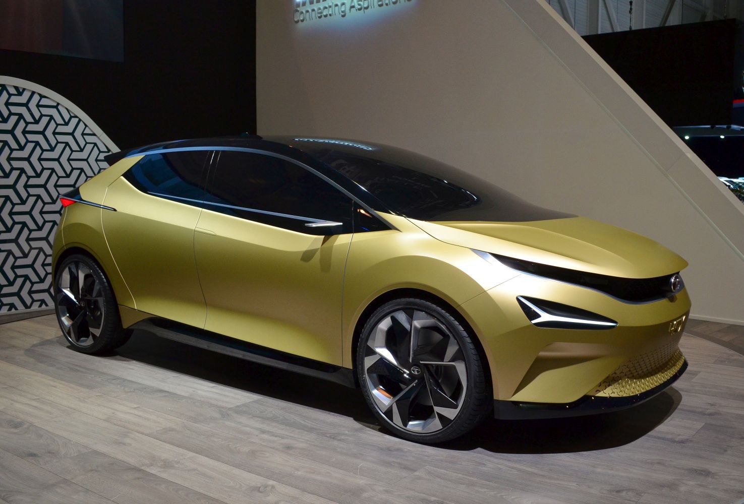 Sleek hatchback with futuristic LED lights and large alloy wheels
