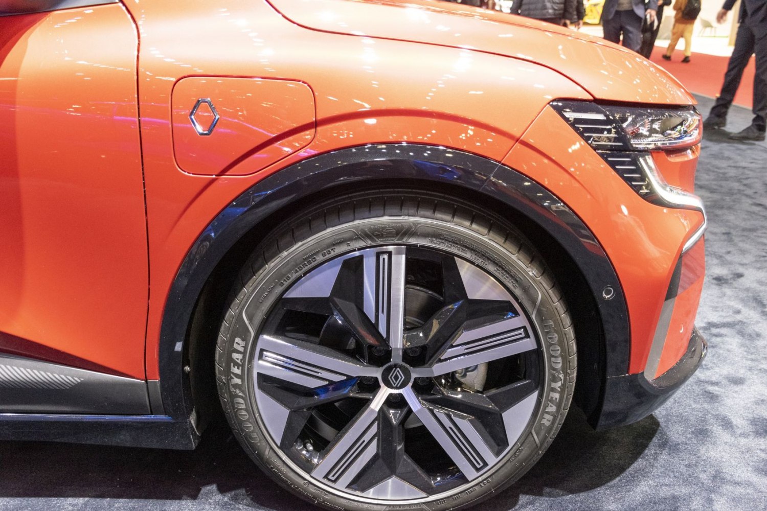 Close-up of modern rim and LED headlight design