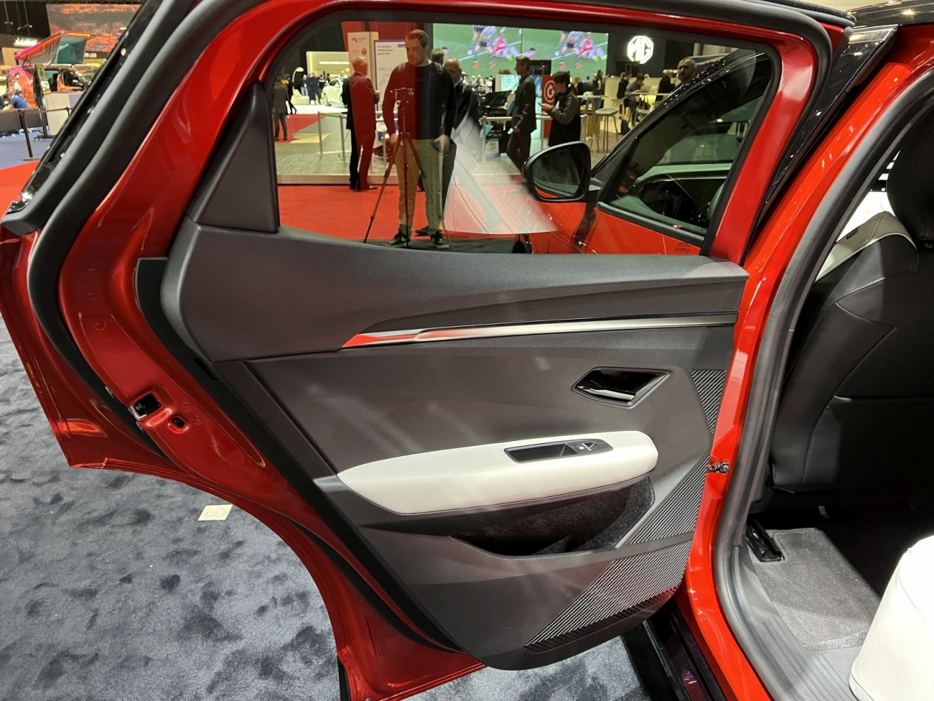 Rear door interior panel with window control and modern trim