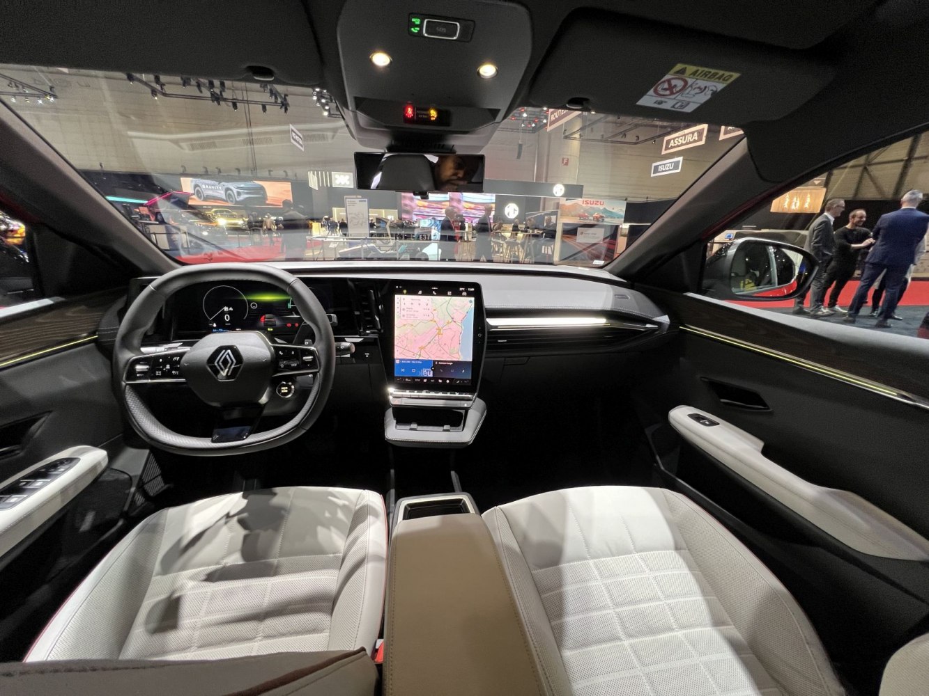 Digital instrument cluster and central touchscreen on modern car interior