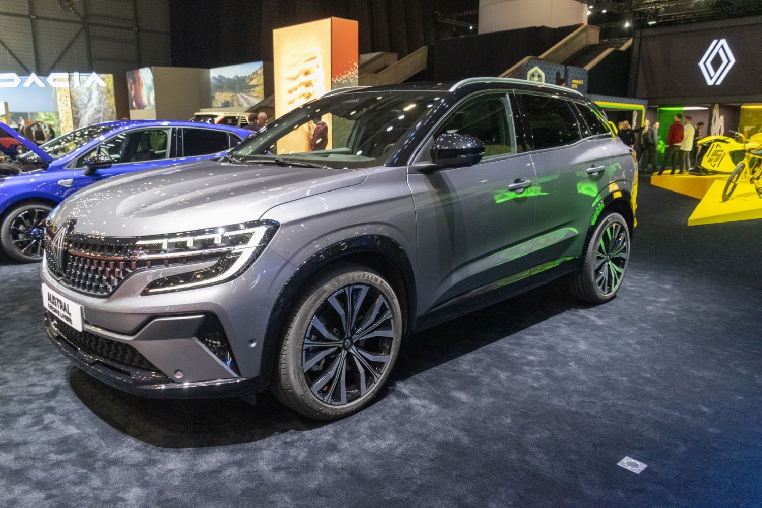 Front side view of an SUV with LED headlights and alloy wheels