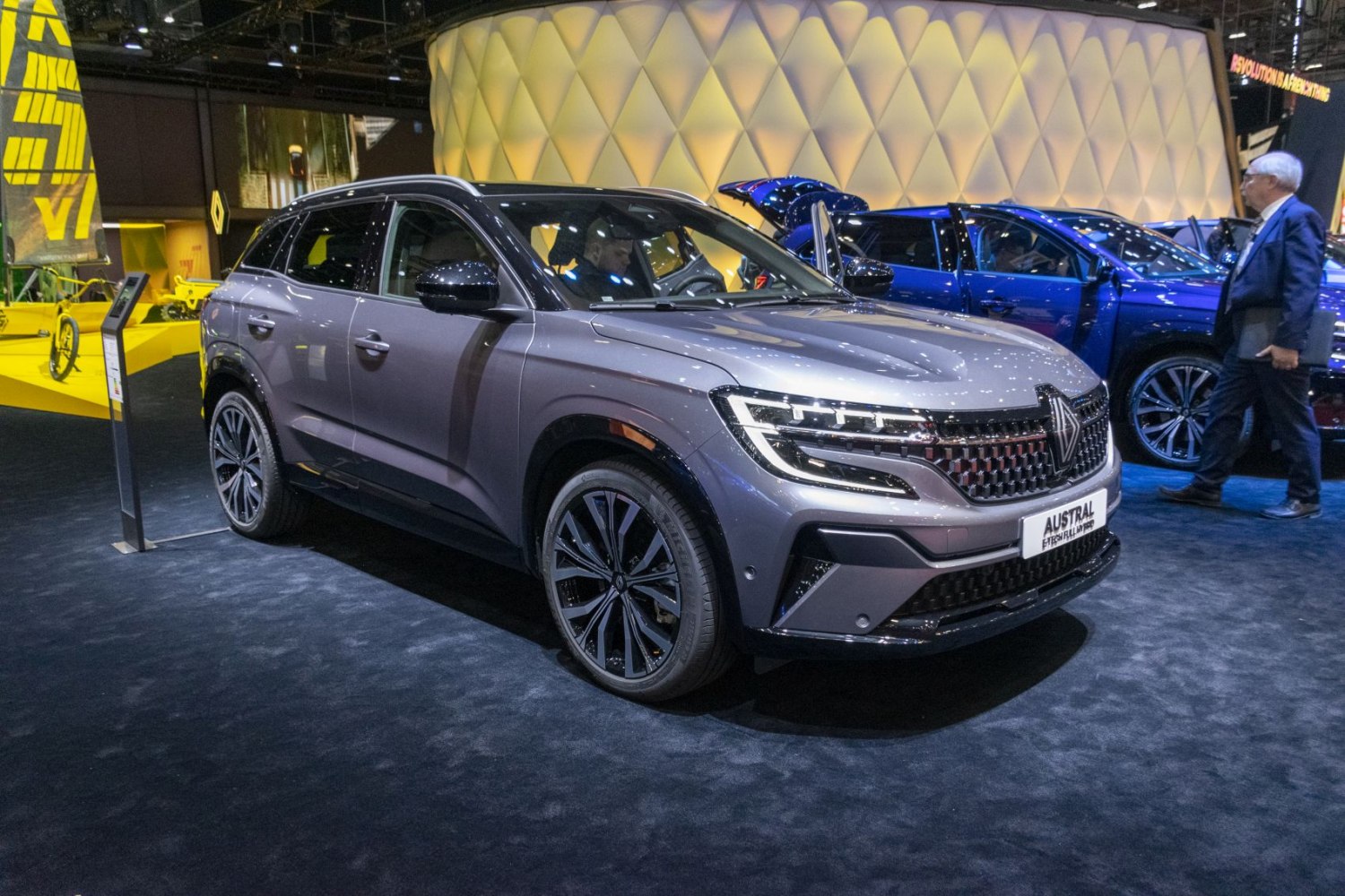 Sleek SUV front side with LED headlights and alloy wheels