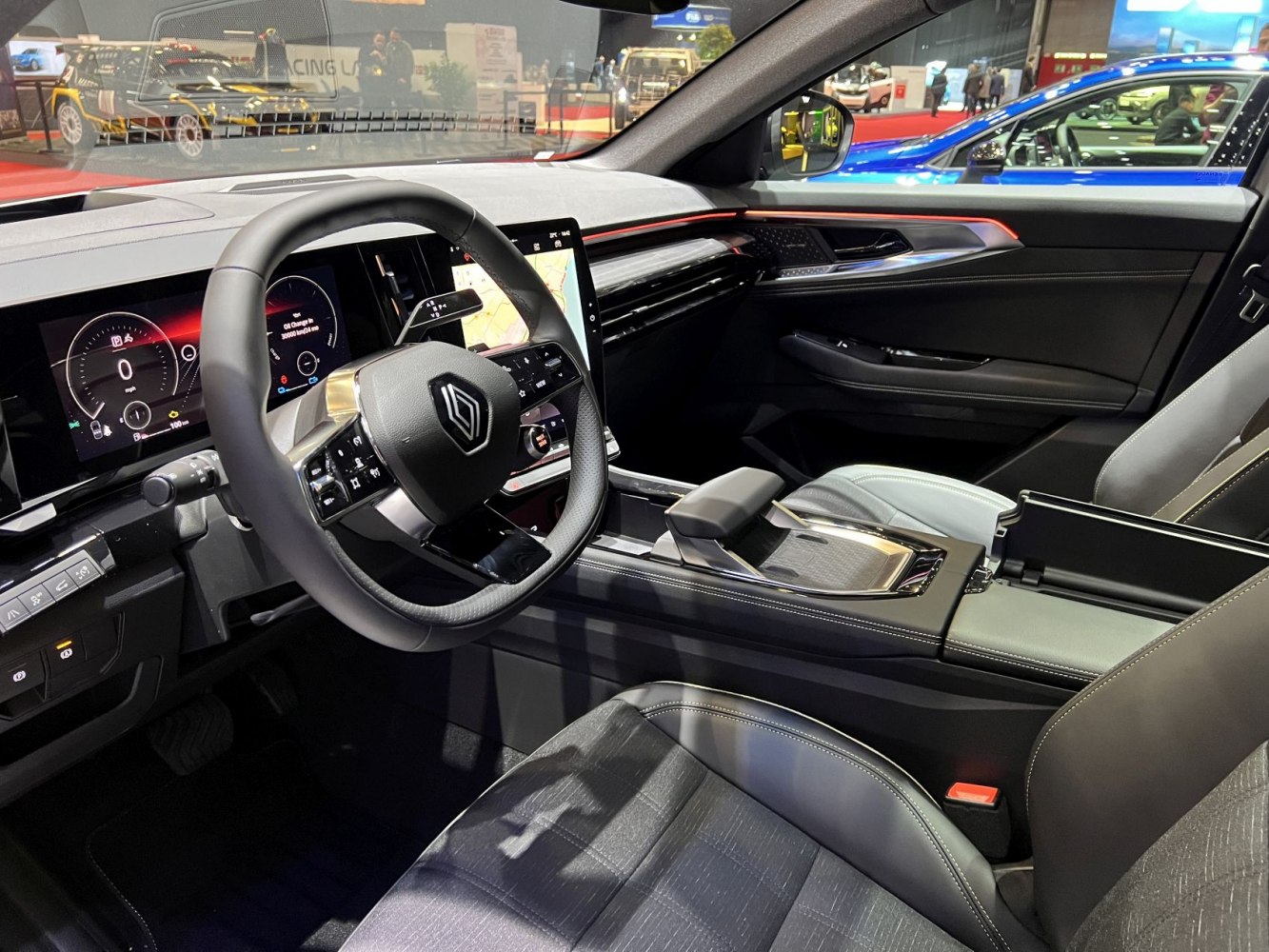 Digital dashboard and modern steering wheel with center console