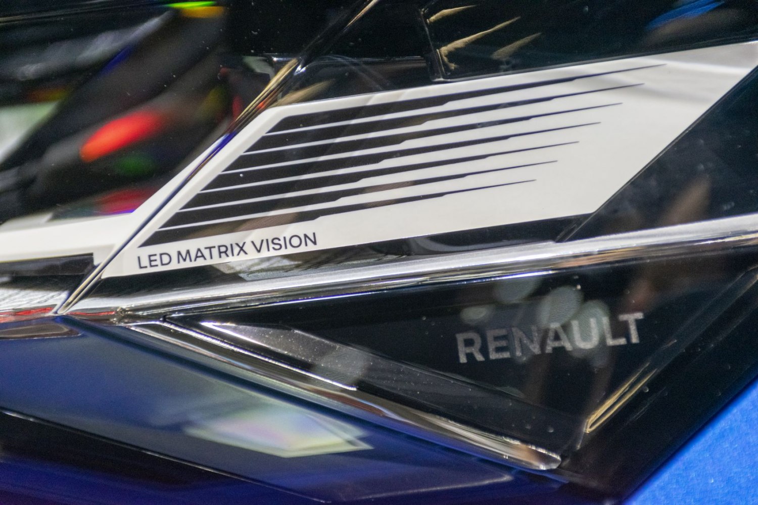 Close-up of LED Matrix Vision headlight with Renault branding