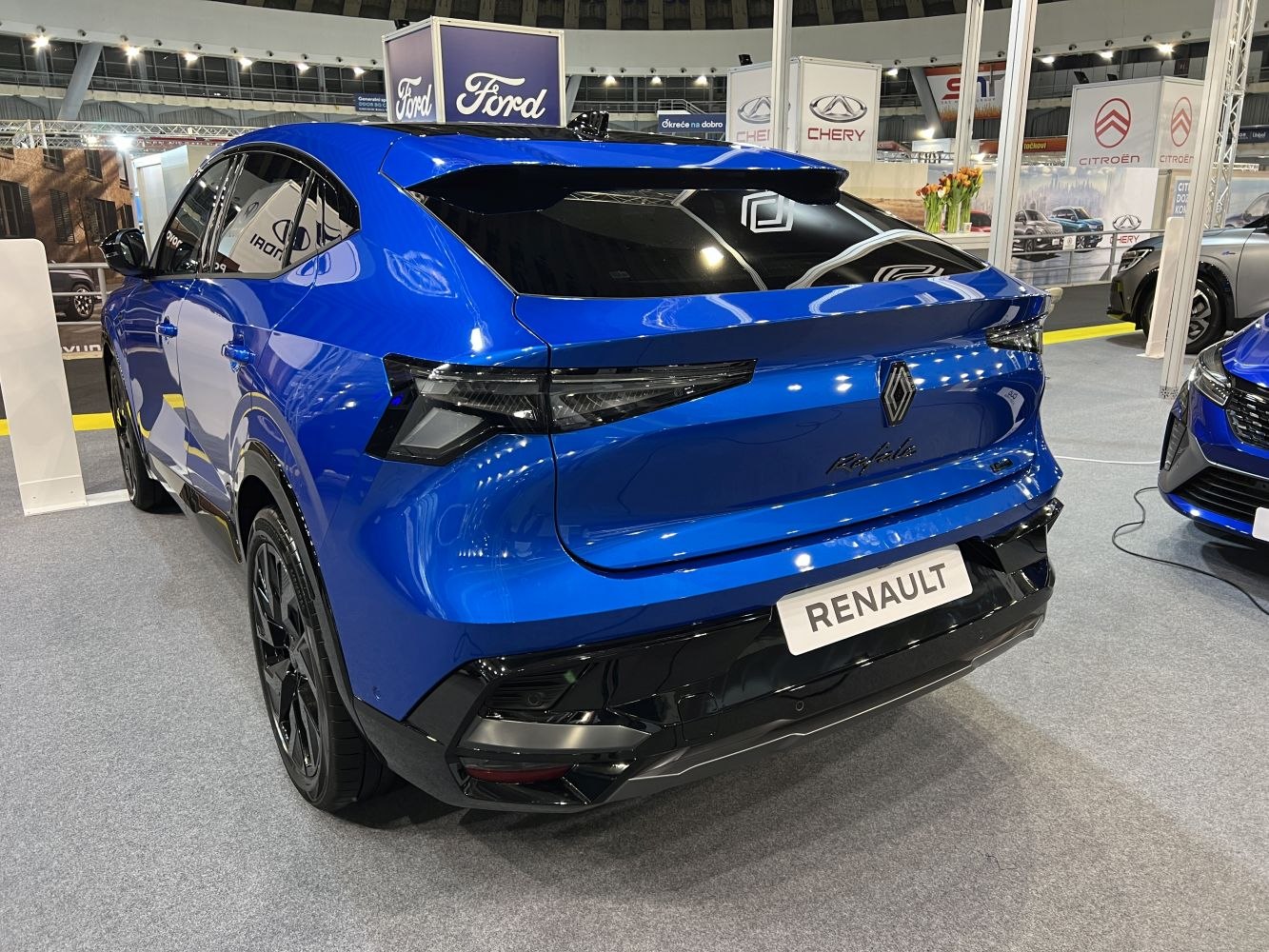 Rear view with sleek taillights and aerodynamic spoiler