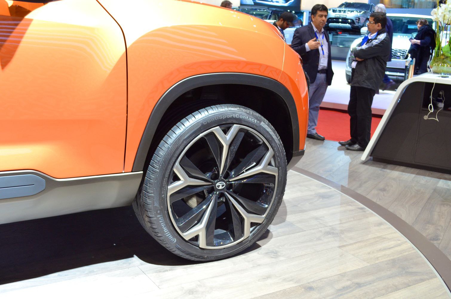 Close-up of alloy wheel and fender section with sharp lines
