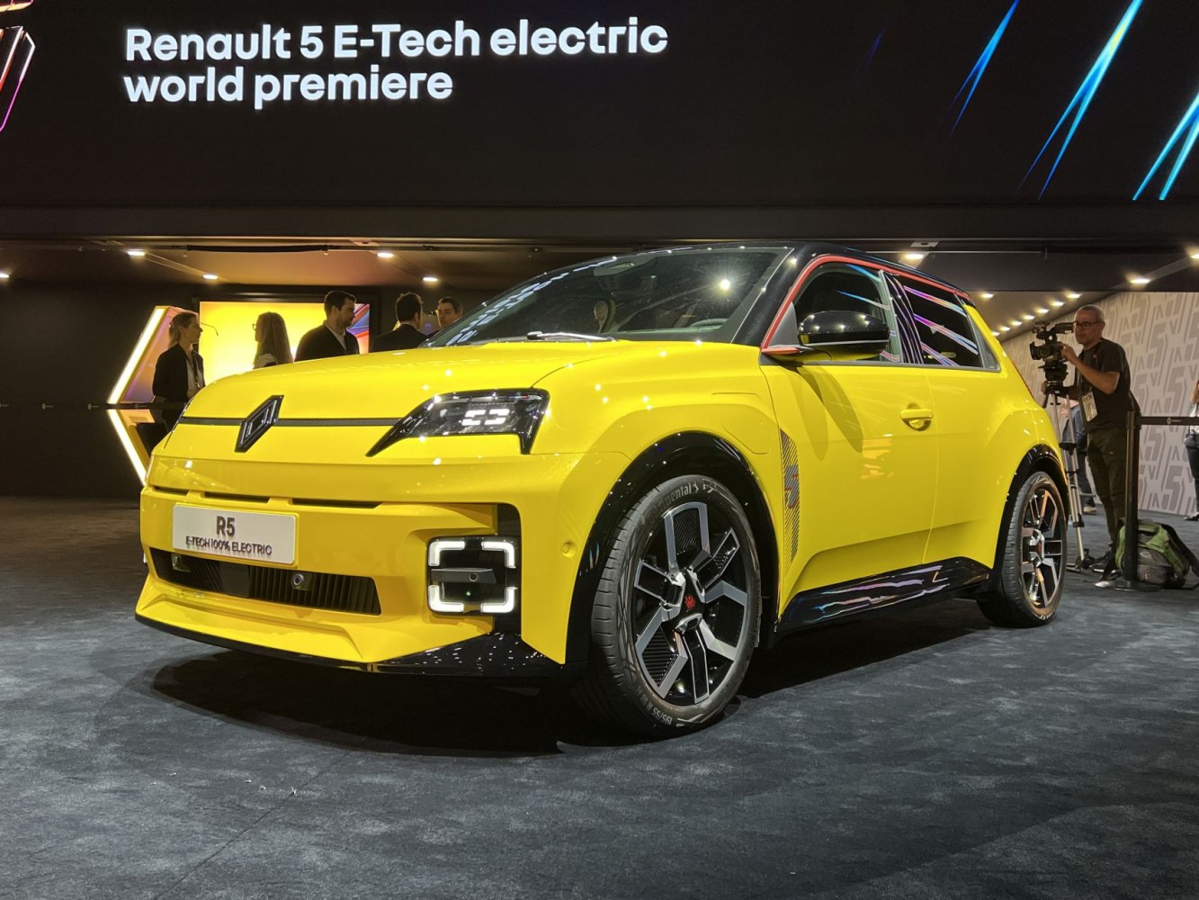 Yellow electric hatchback with LED headlights and alloy wheels