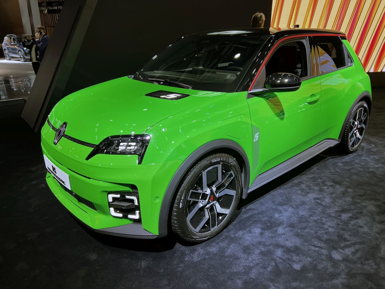Electric hatchback with distinctive LED headlights and sporty alloy wheels