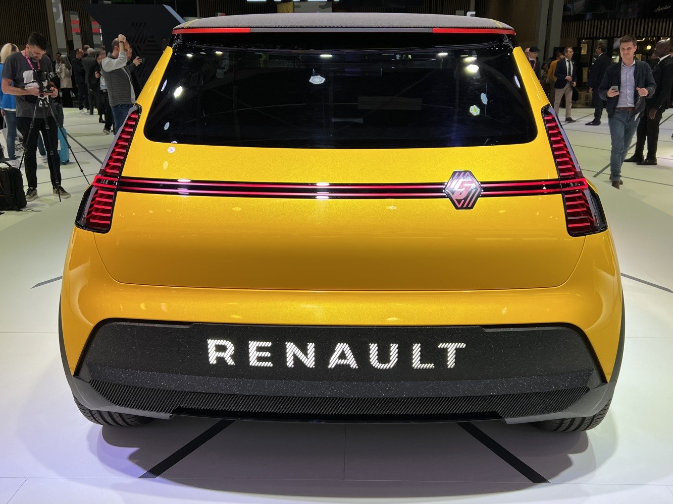 Rear view with LED strip tail lights and illuminated logo