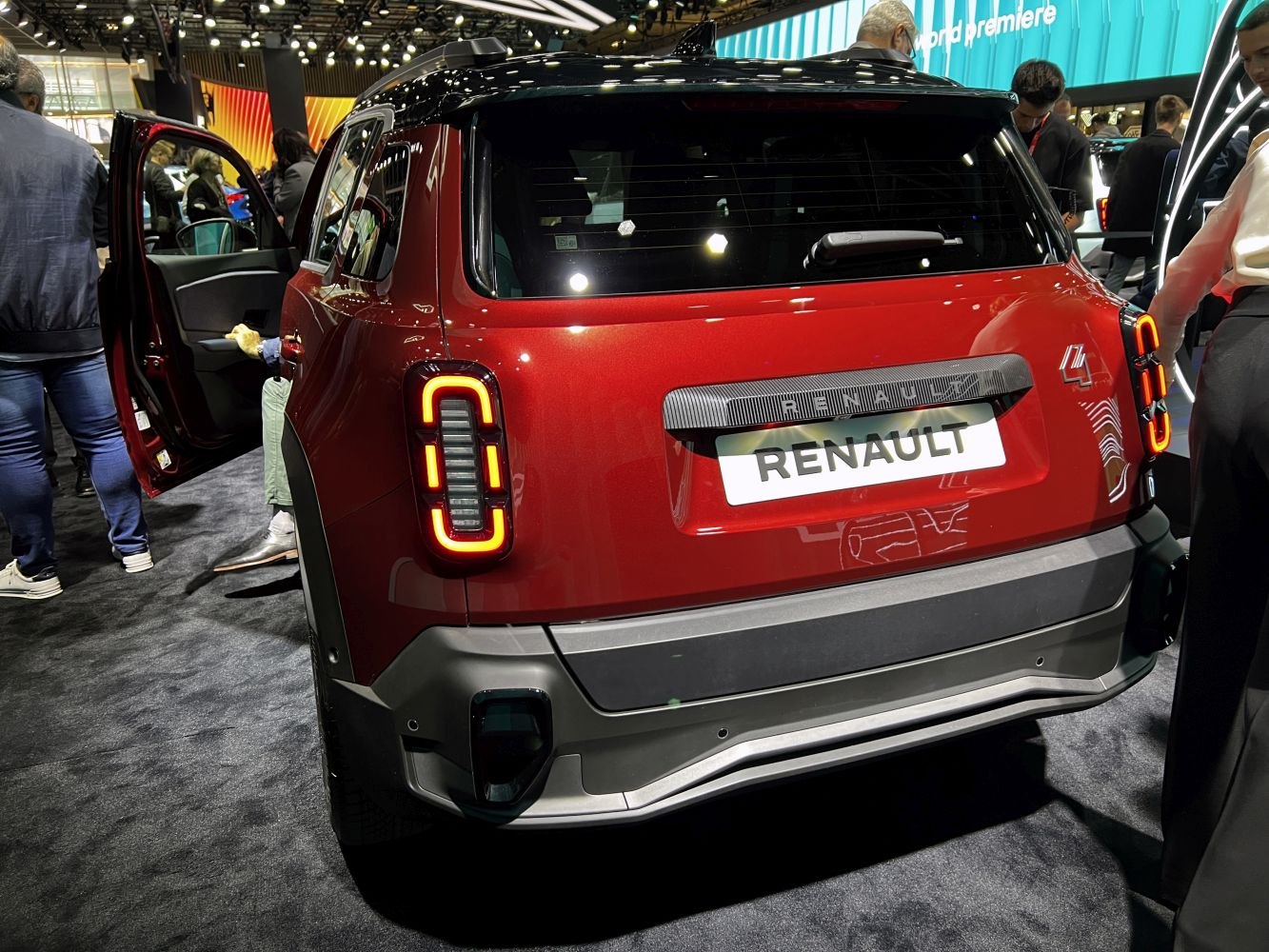 Rear view focusing on vertical LED tail lights and rear design details