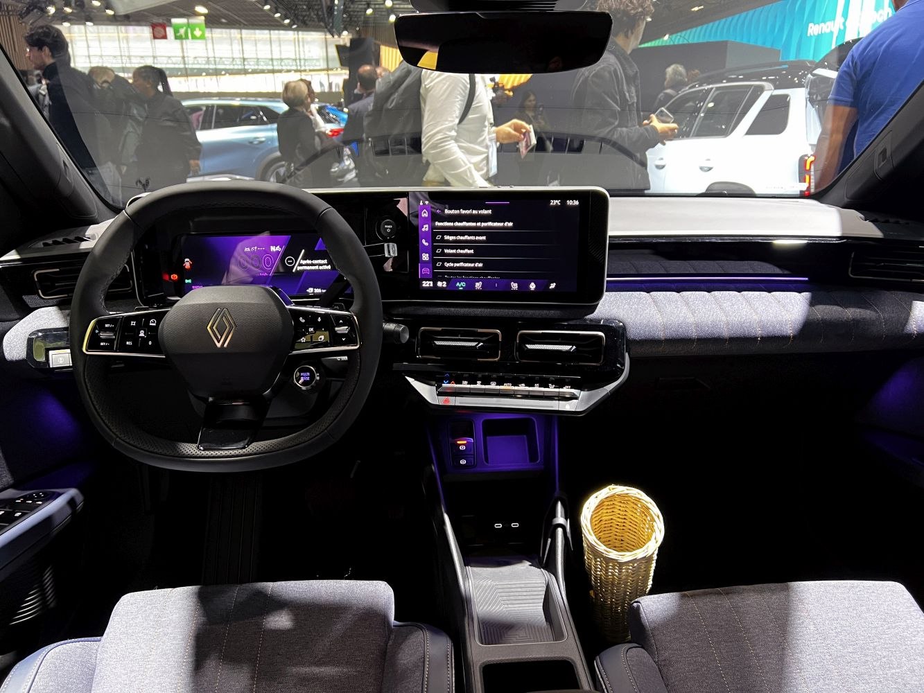 Digital dashboard and touchscreen infotainment system inside car interior