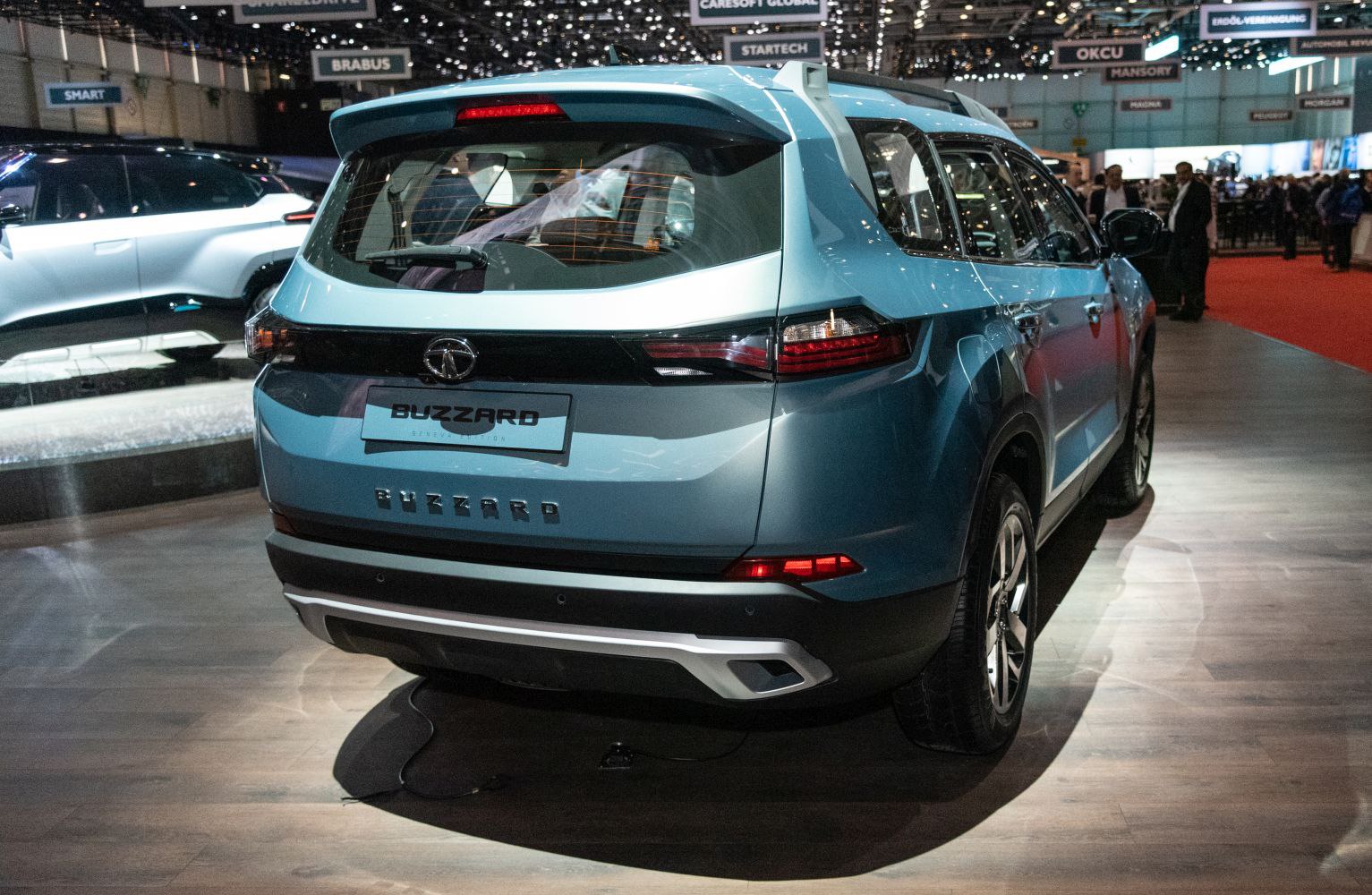 Rear view of SUV with distinctive taillights and sculpted bumper