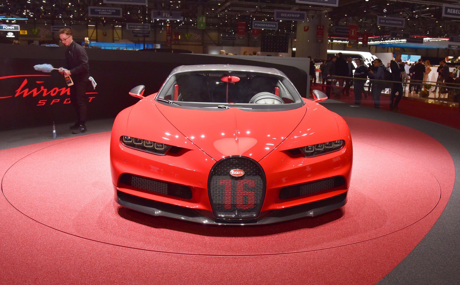 Front view with distinctive grille and quad headlights on high-performance sports car