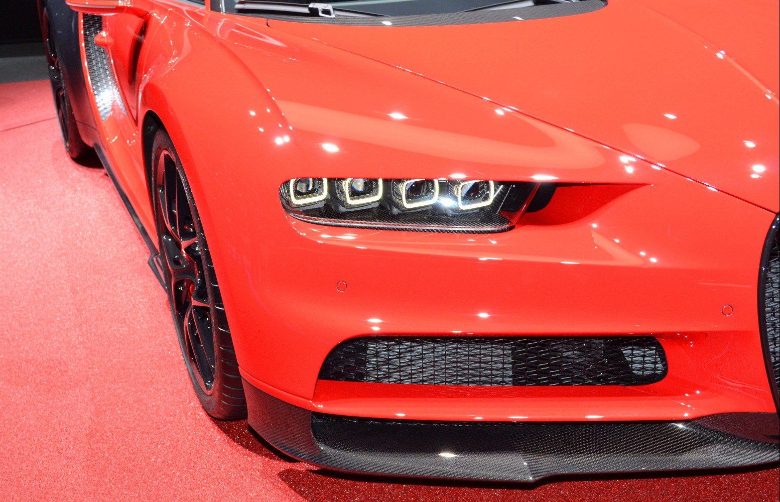Supercar front end with quad LED headlights and carbon fiber splitter